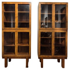 Book cases / vitrines in walnut by Brumax, Germany 1930s