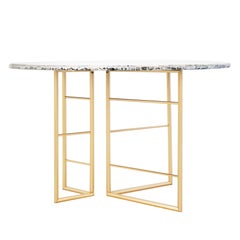 Flight Console Table by Sabrina Landini, Silver Glass & Brass, Handmade Italy