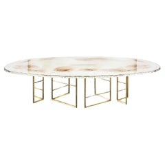 "BOOK" Contemporary Dining Table 200 Double Silvered Glass, diamond shaped legs