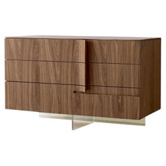 Book Dresser in Walnut Canaletto with Glass Base