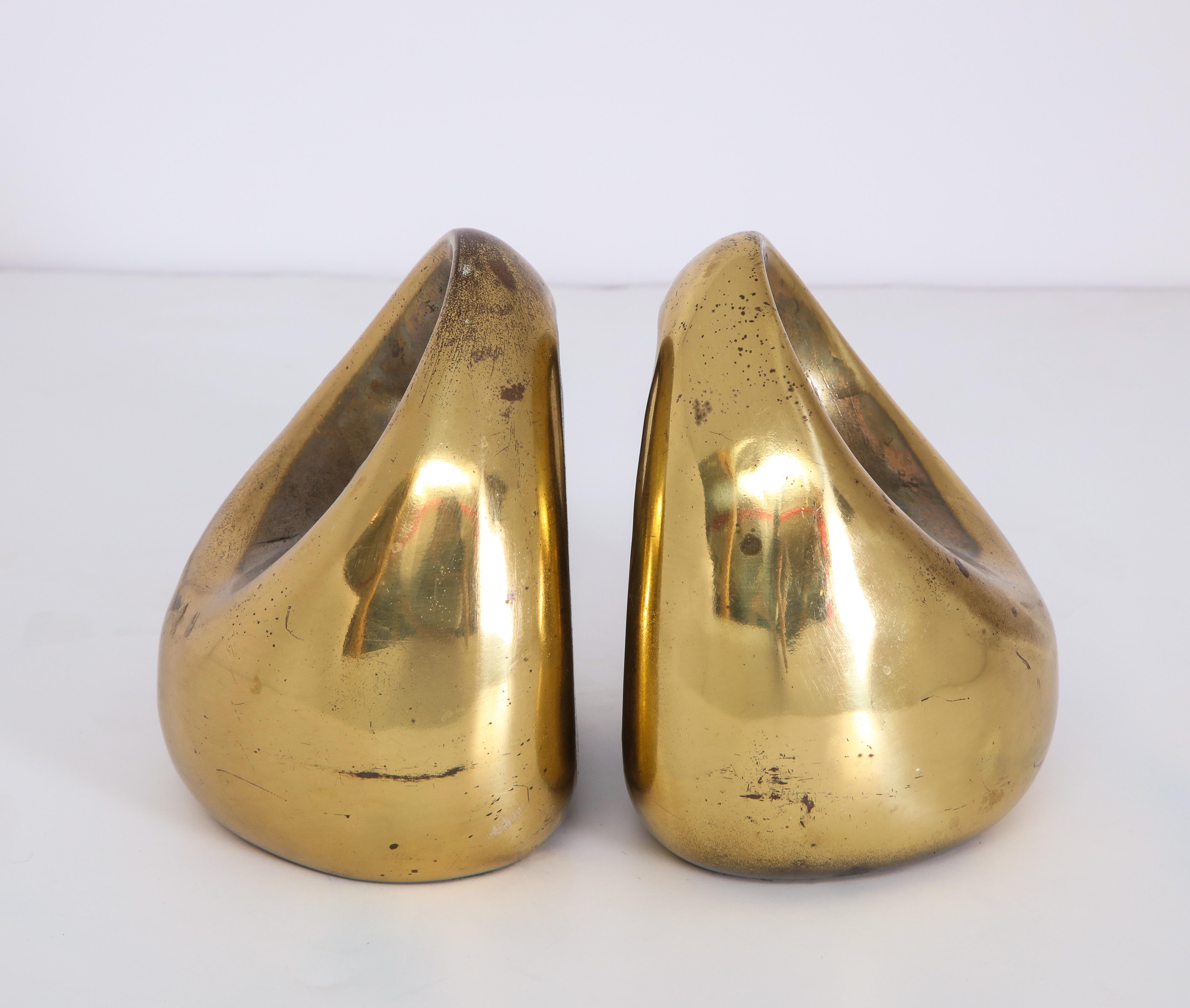 Polished Book Ends by Ben Seibel, Brass, circa 1960