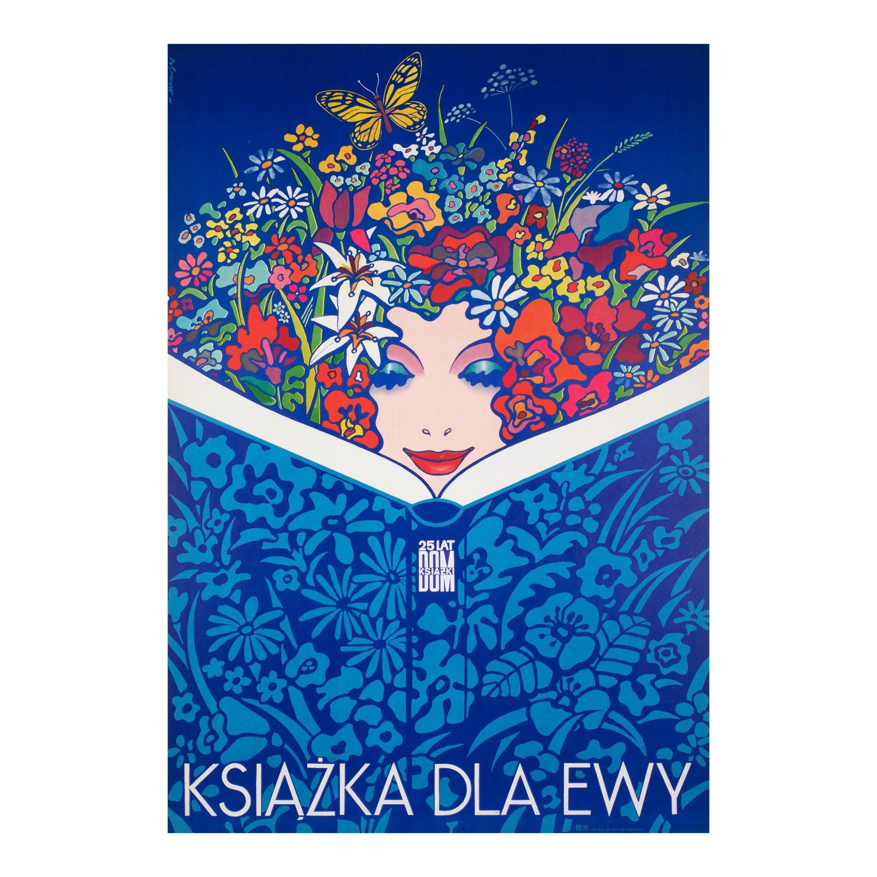 Libro per Ewa 1974 Manifesto pubblicitario di Witold Janowski, Polish DOM Ksiazki in vendita