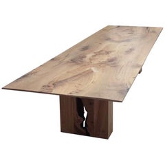 Book-matched elm dining table with bleached oil finish by Jonathan Field