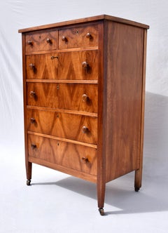 Book-Matched Flame Mahogany Chest of Drawers on Casters