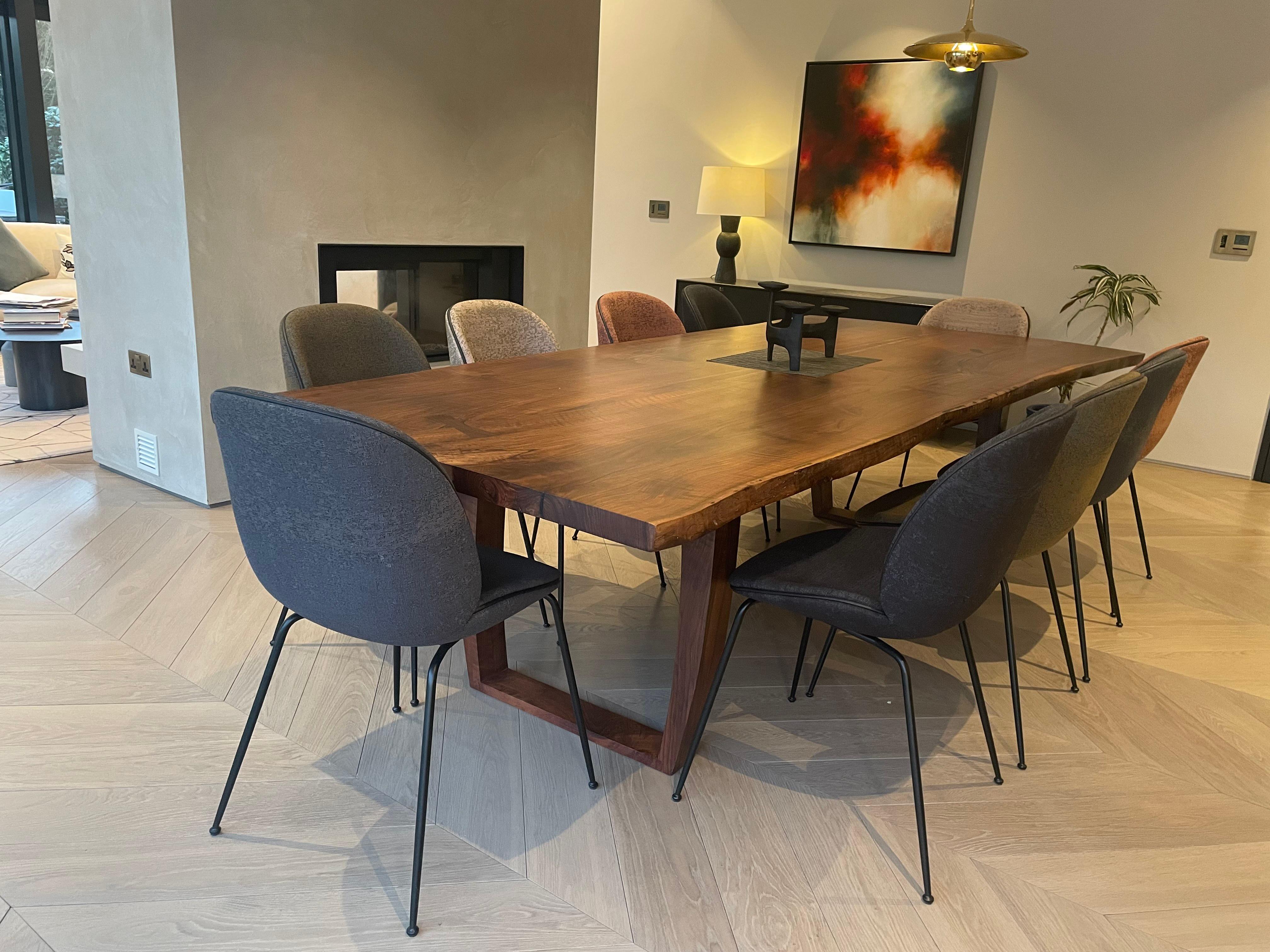 Book-Matched Rippled English Walnut Table For Sale 5
