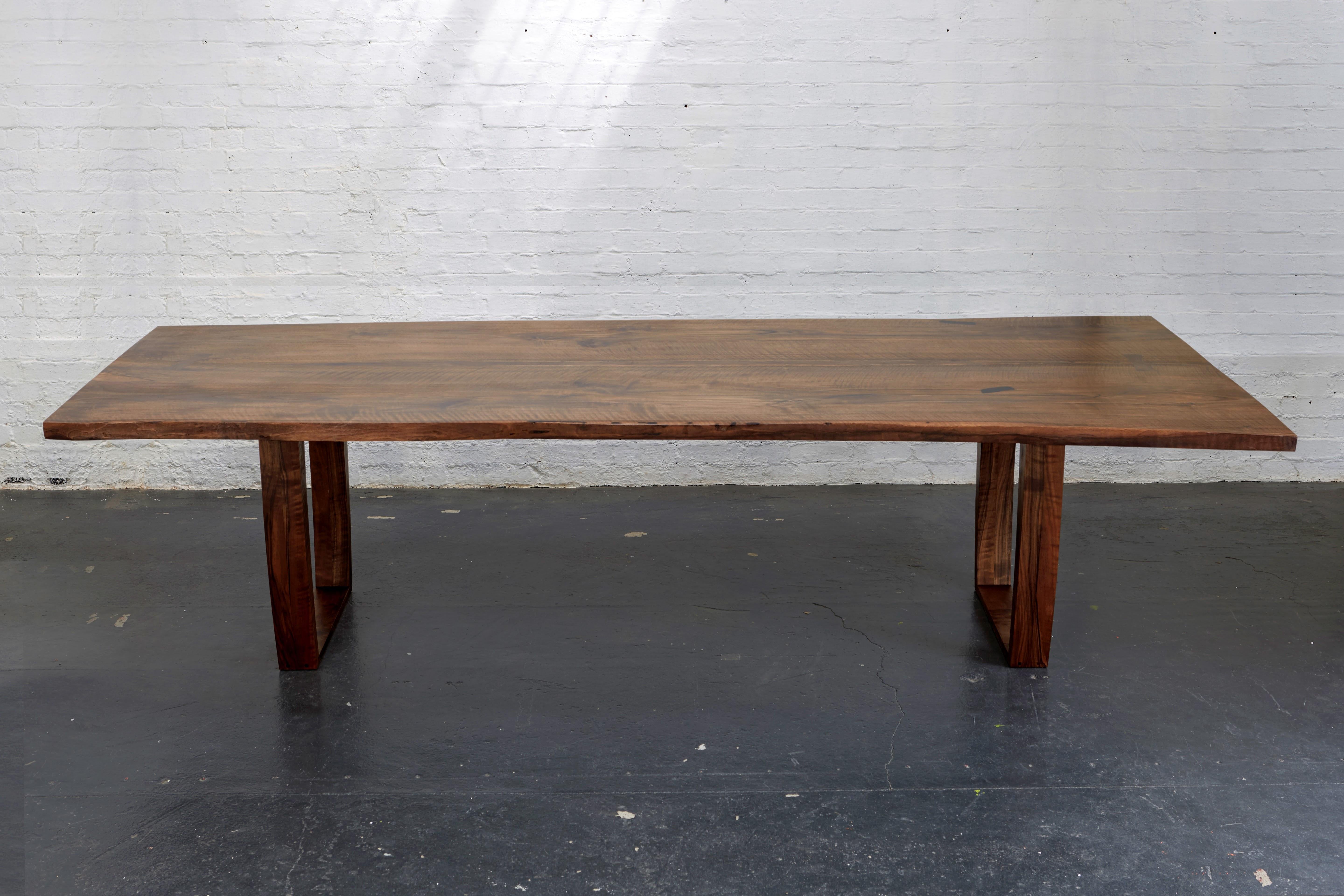 Book-Matched Rippled English Walnut Table For Sale 1