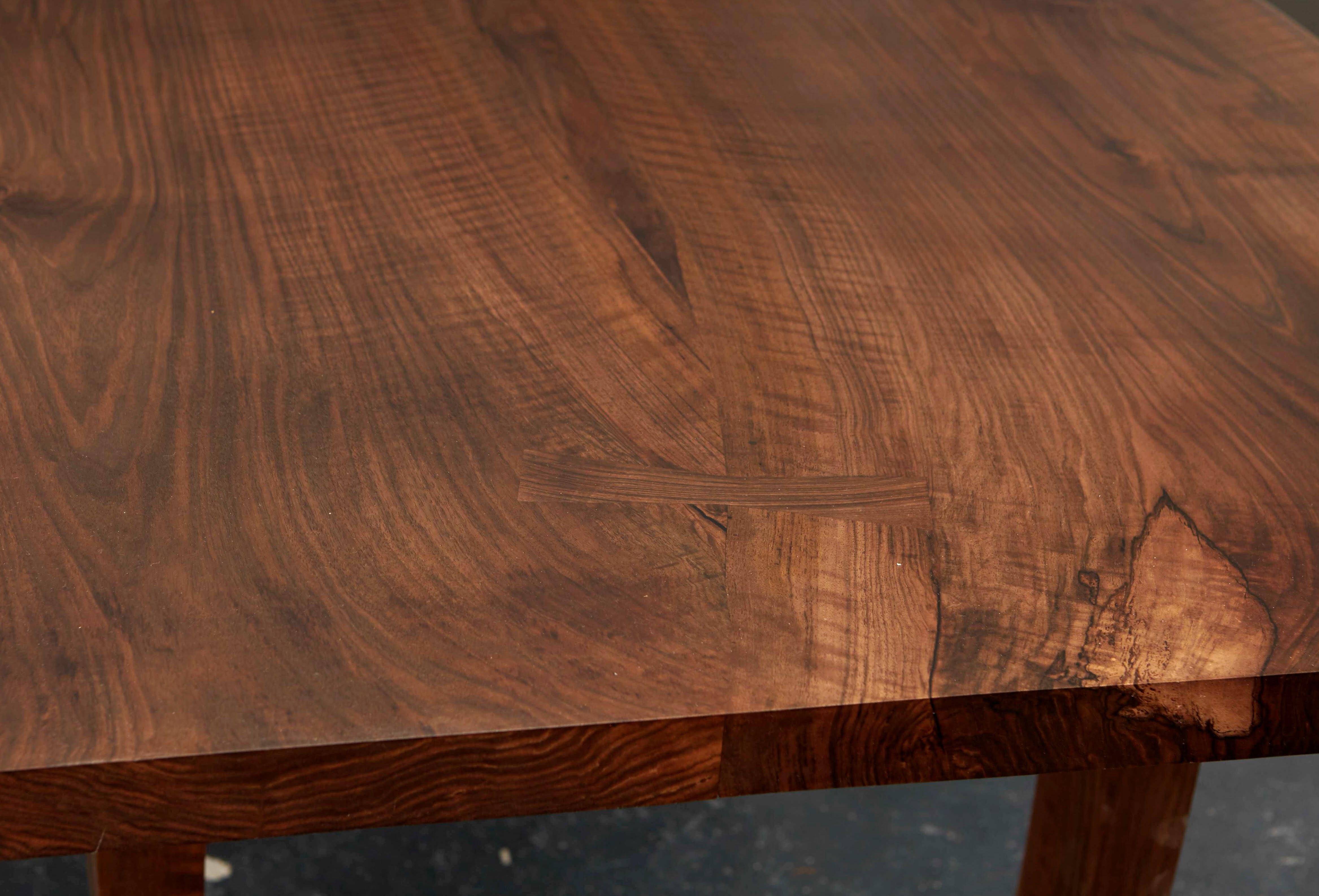 Book-Matched Rippled English Walnut Table For Sale 2