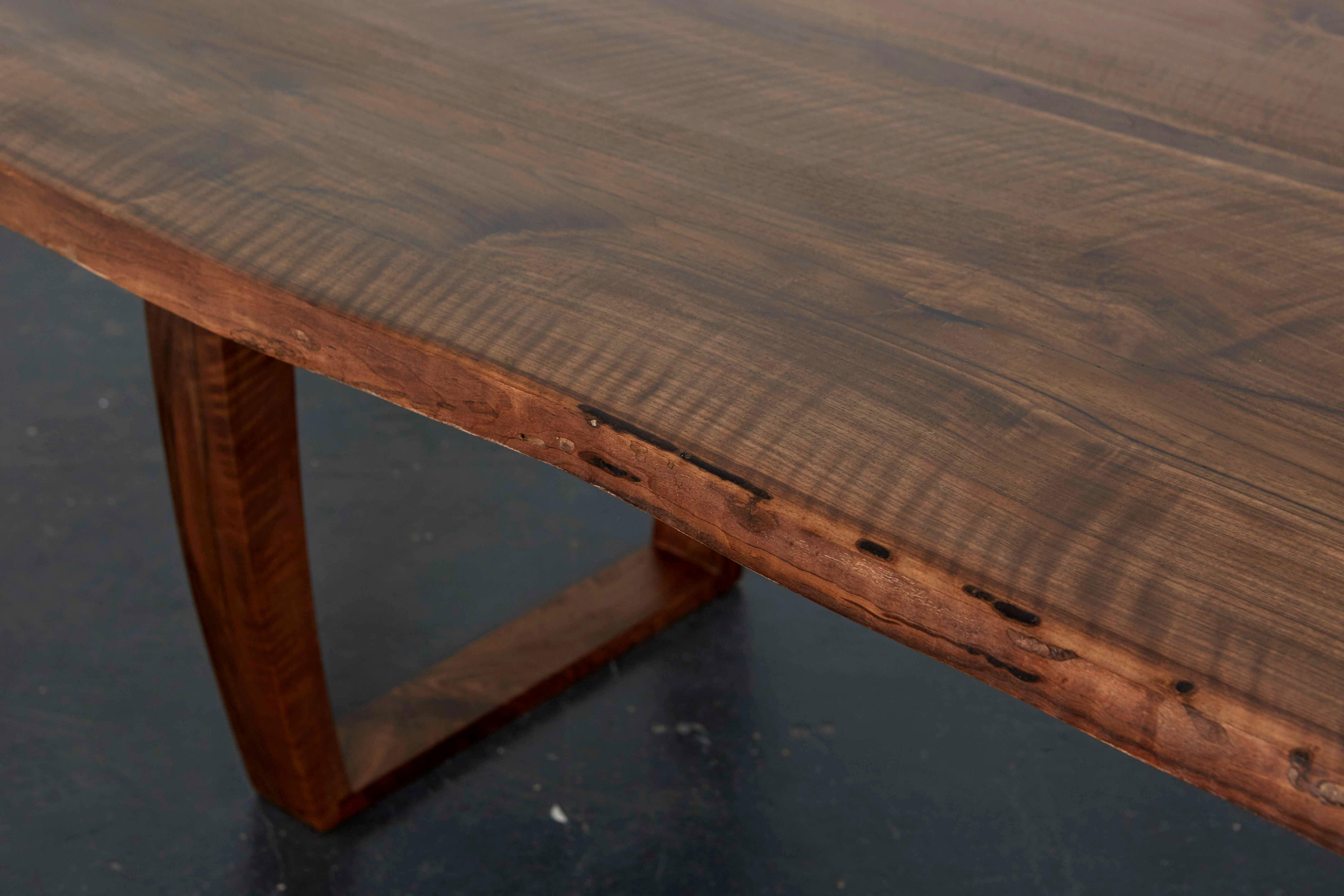 Book-Matched Rippled English Walnut Table For Sale 3