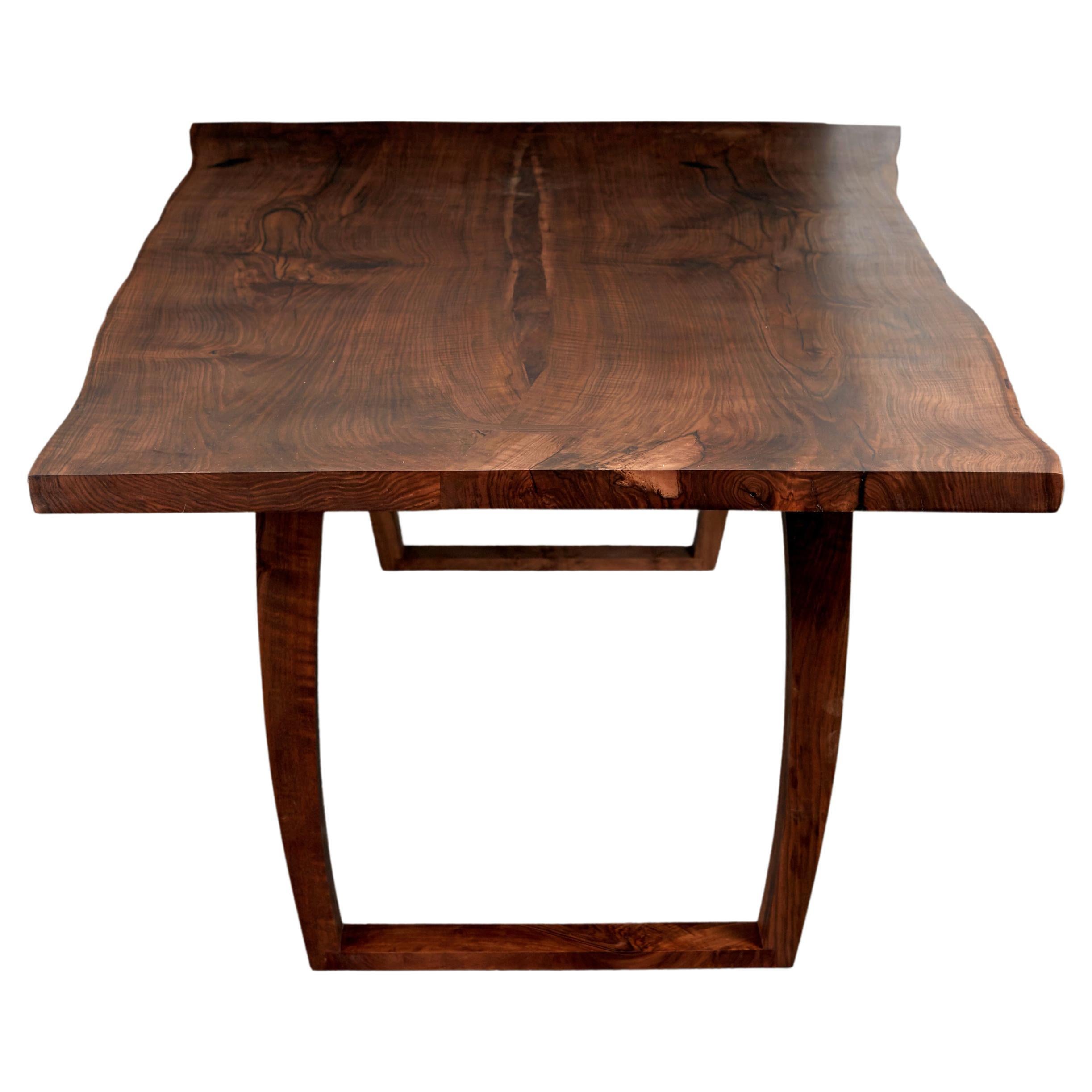 Book-Matched Rippled English Walnut Table For Sale