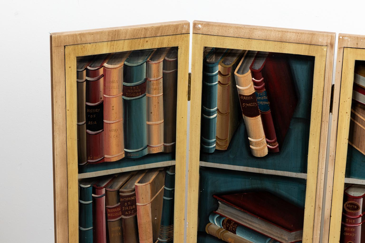 20th Century Book Motif Painted Screen