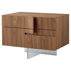 Book Nightstand in Walnut Canaletto With Glass Base by Modesign