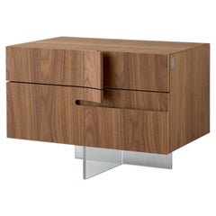 Book Nightstand in Walnut Canaletto With Glass Base