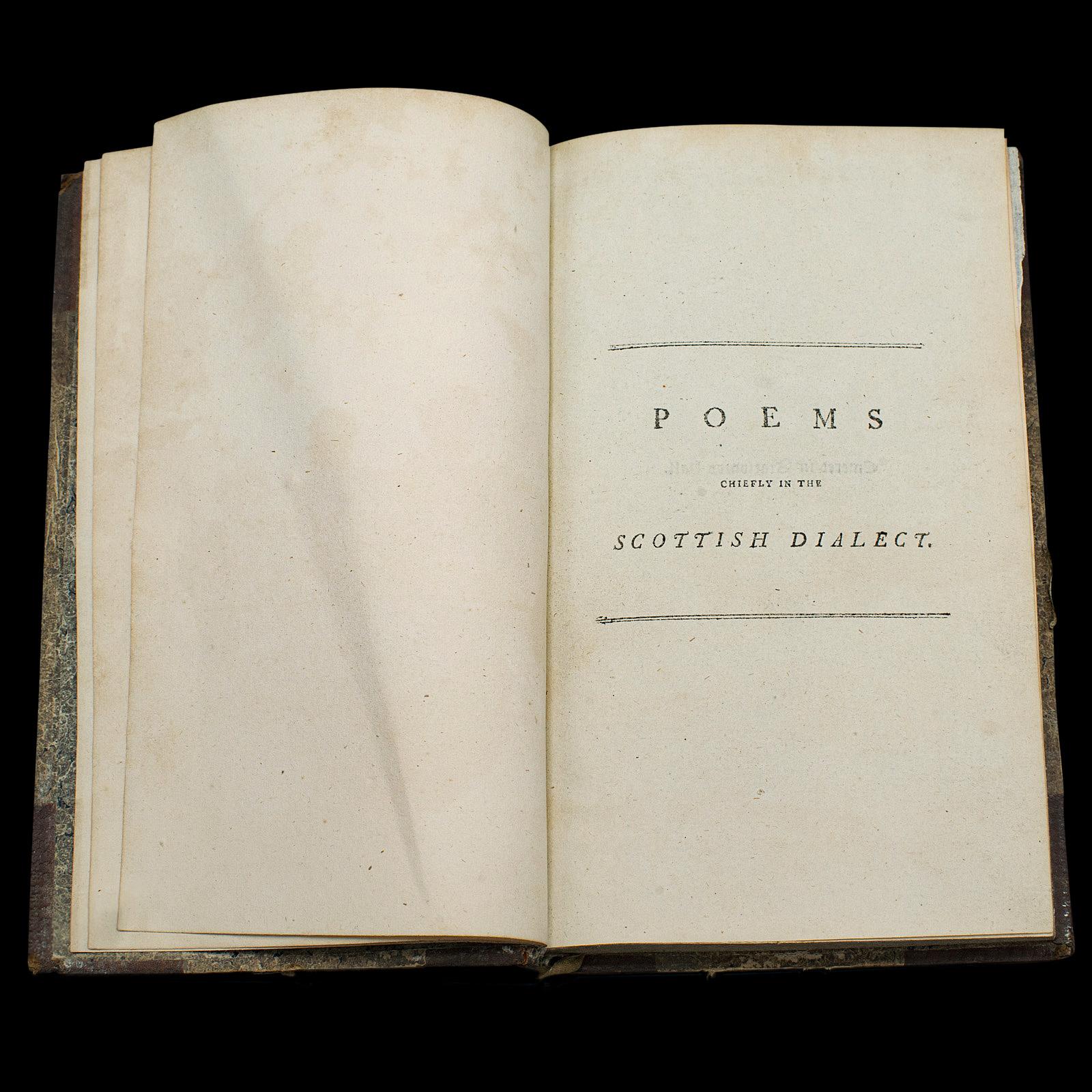 British Book of Antique Poems by Robert Burns, Scottish Dialect English, Georgian, 1813