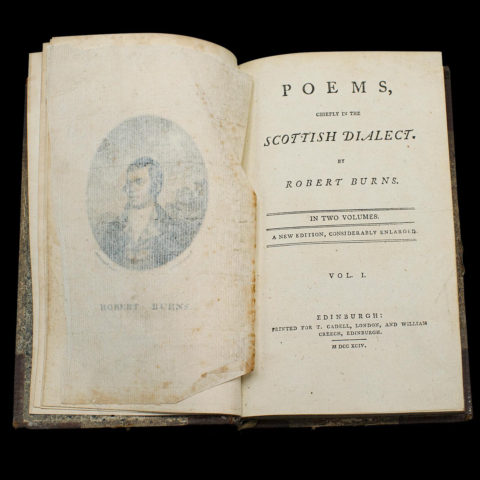 19th Century Book of Antique Poems by Robert Burns, Scottish Dialect English, Georgian, 1813