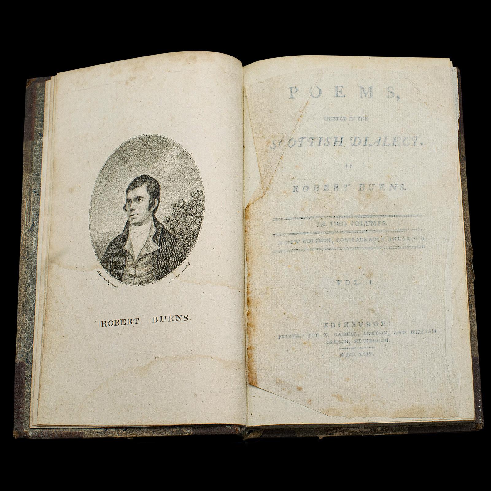 Paper Book of Antique Poems by Robert Burns, Scottish Dialect English, Georgian, 1813