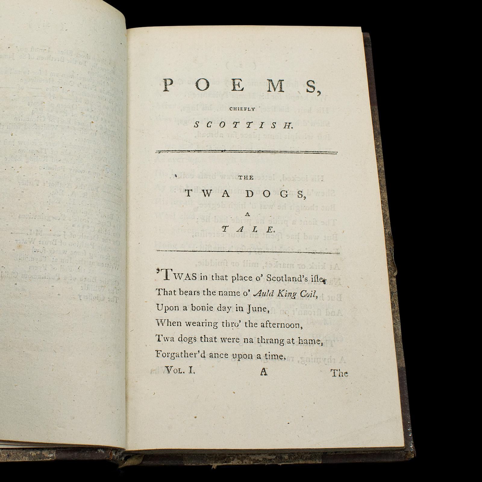 Book of Antique Poems by Robert Burns, Scottish Dialect English, Georgian, 1813 1