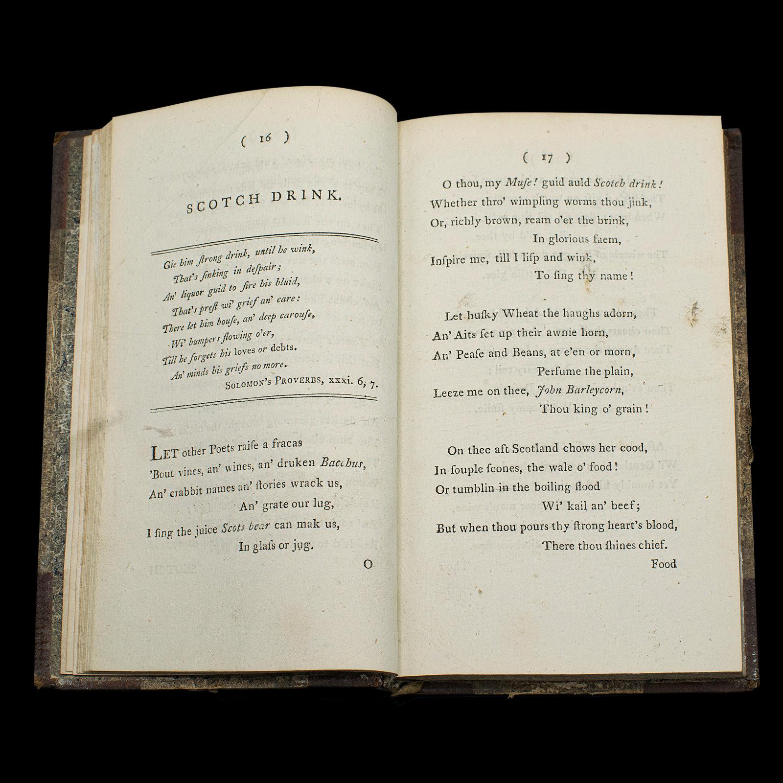 Book of Antique Poems by Robert Burns, Scottish Dialect English, Georgian, 1813 2