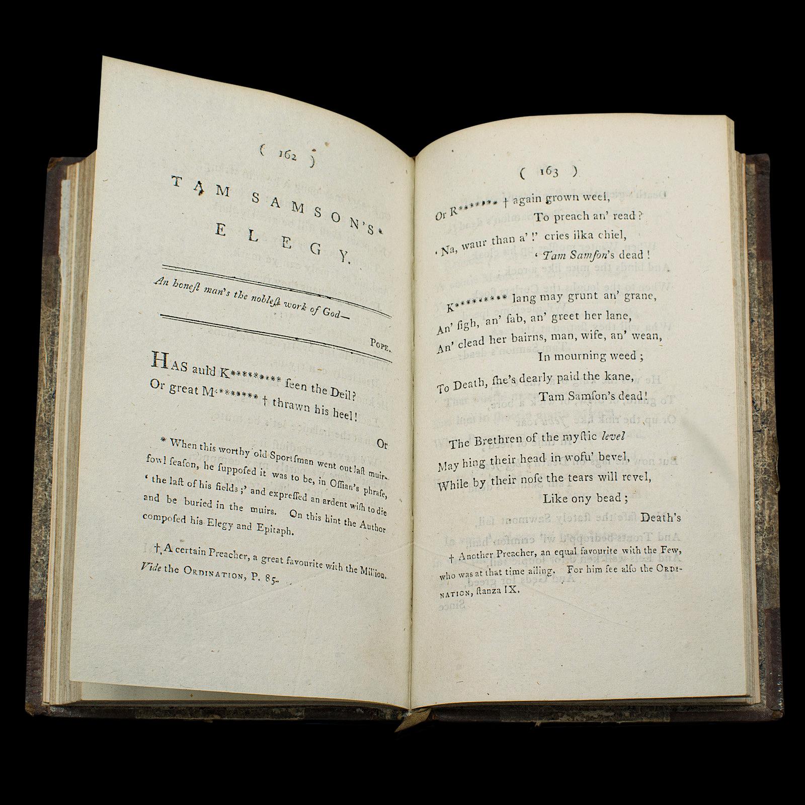 Book of Antique Poems by Robert Burns, Scottish Dialect English, Georgian, 1813 3