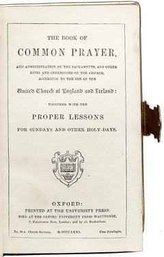 BOOK OF COMMON PRAYER, 1871, In A Fine Leather & Brass Mounted Binding!