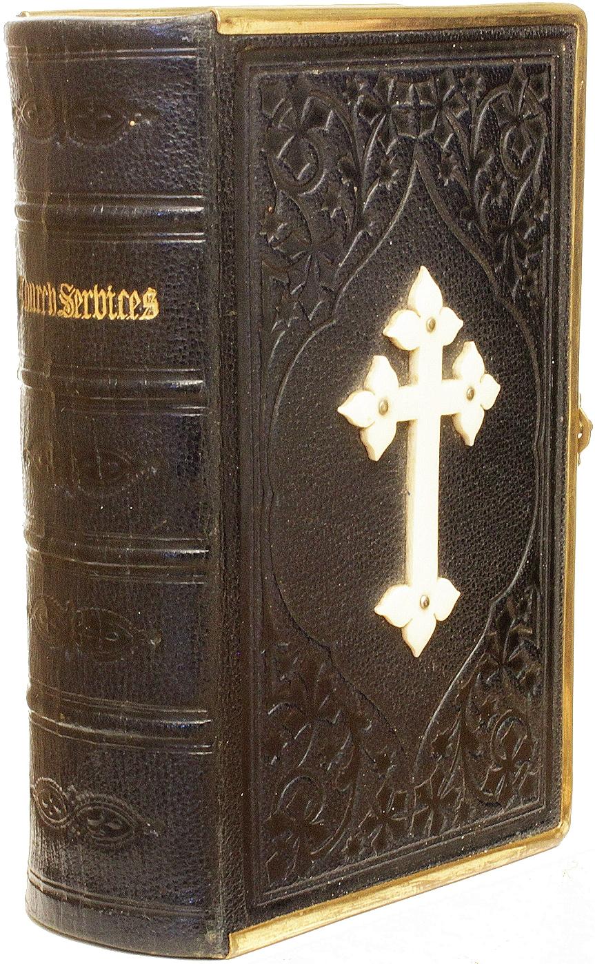 BOOK OF COMMON PRAYER, 1871, In A Fine Leather & Brass Mounted Binding! In Good Condition In Hillsborough, NJ