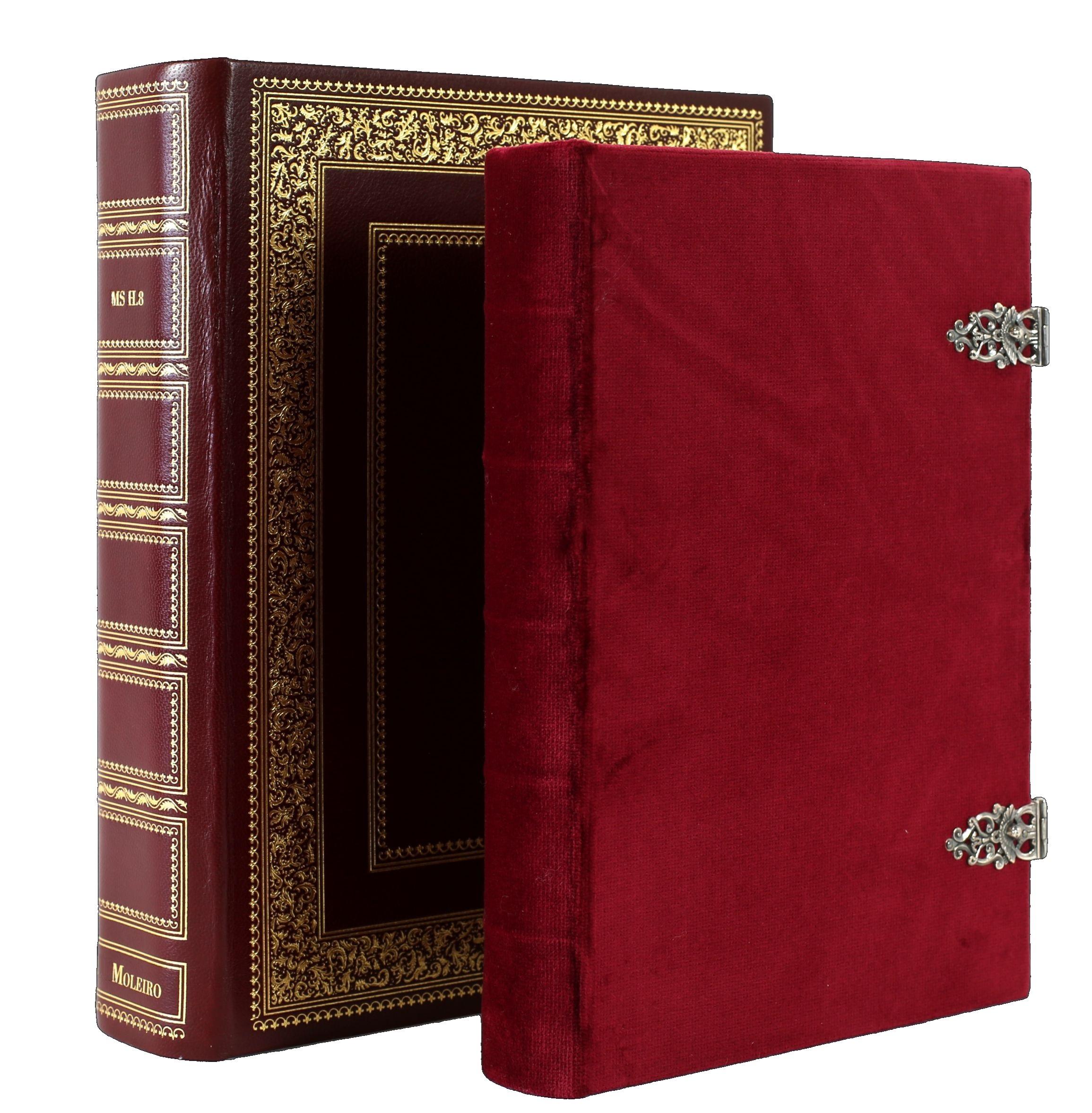 This is a one-time only facsimile edition limited to 987 copies of an illuminated manuscript in Renaissance style, the Bok of Hours of Henry VIII, owned by the Morgan Library & Museum in New York, made by combining the highest technology with the