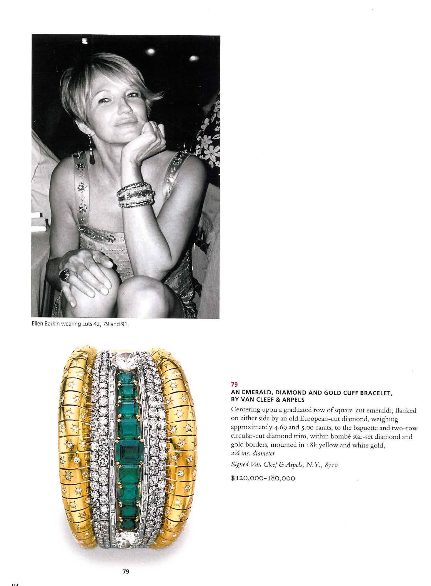 Se trata del hermoso catálogo que Christie's elaboró en octubre de 2006 para las Joyas Magníficas que había coleccionado la actriz Ellen Barkin. Es muy probable que sea la venta de un solo propietario más importante que ha tenido lugar en el siglo
