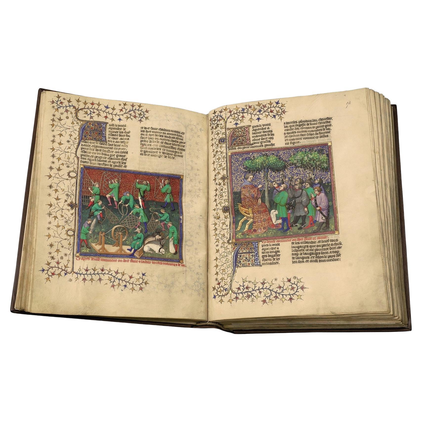 This is a one-time only facsimile edition limited to 987 copies of a Medieval illuminated manuscript, the Book of the Hunt, by the French nobleman Gaston Fébus, owned by the Bibliothèque nationale de France, made by combining the highest technology