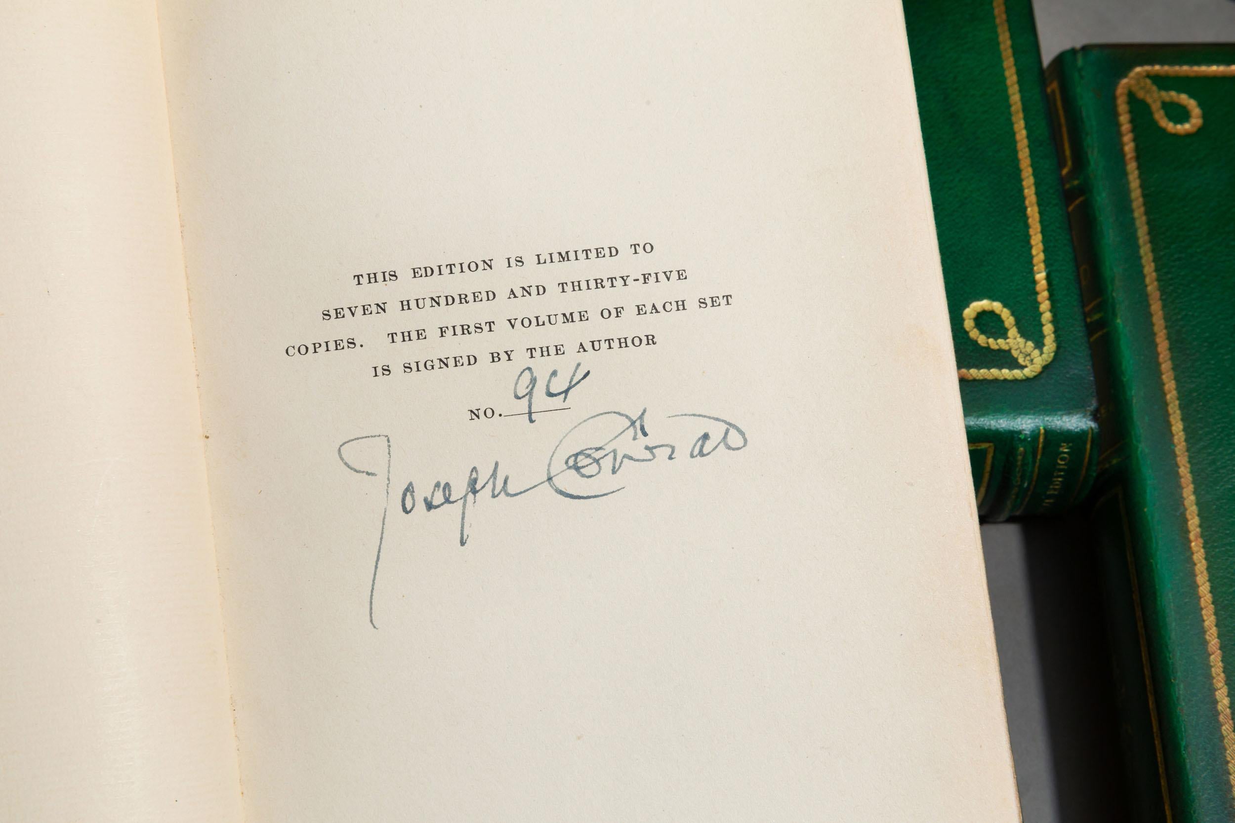 American 'Book Set' 24 Volumes, Joseph Conrad, Works, Sun-Dial Edition, Signed