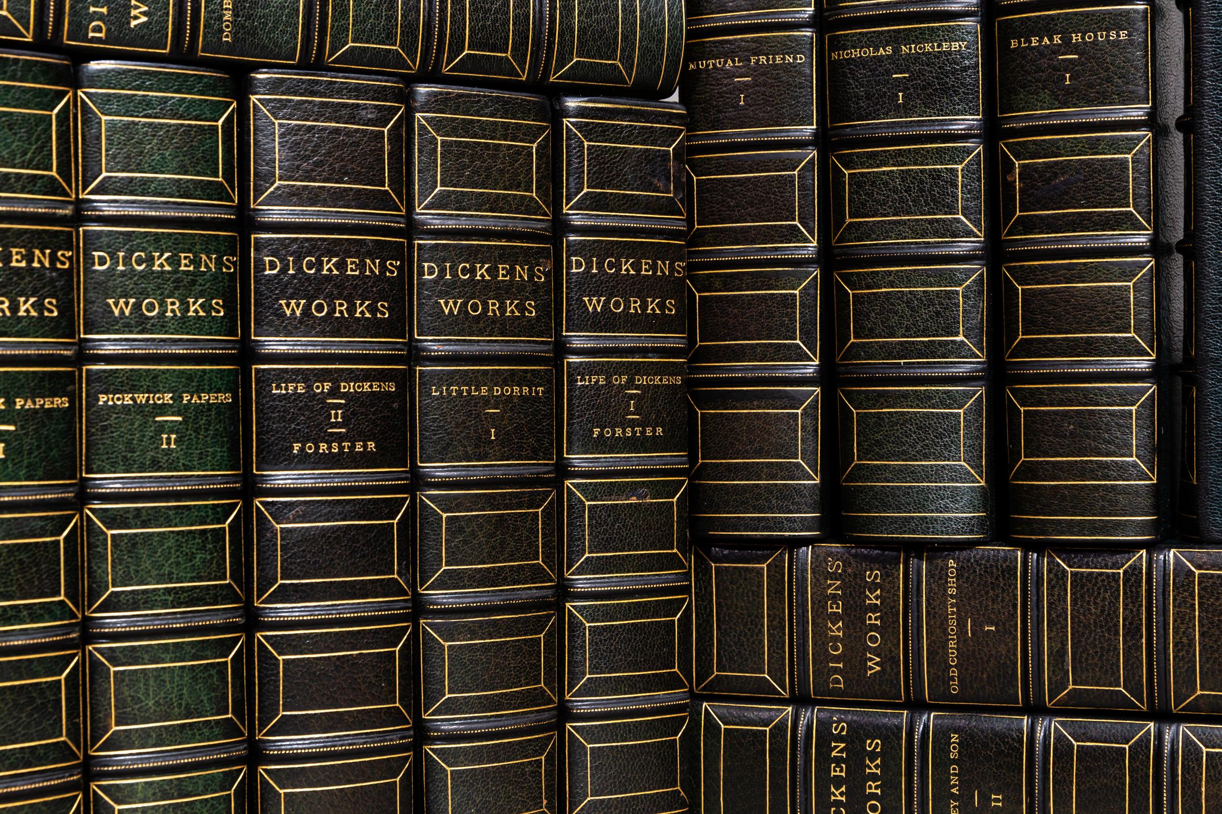 32 Volumes. Charles Dickens. The Complete Works. With more than 1,000 illustrations including all the usual and very many unusual plates, Edited by Richard Garnett, Edition deGrandeDeluxe, limited to 500 numbered copies, this is #212. Bound in 3/4