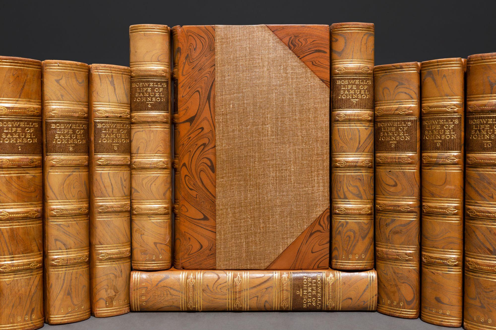 10 Volumes. James Boswell. The Life of Samuel Johnson. With a Journal of His Tour To The Hebrides. With numerous additions & notes by the Right Hon. John Wilson Croker and two supplementary volumes of Johnsoniana. Upwards to fifty engraved