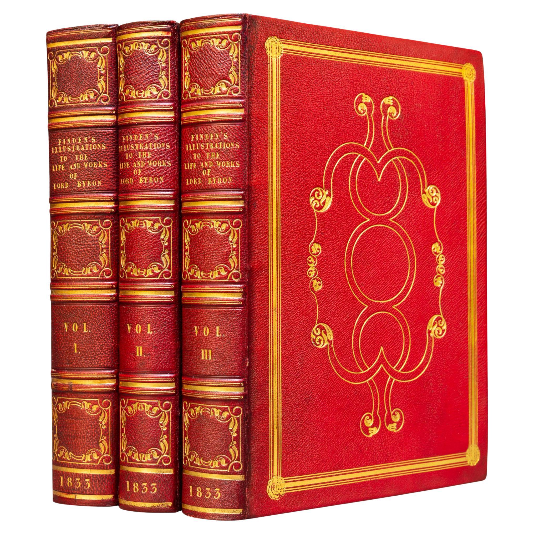 'Book Sets' 3 Volumes, William Brockedon, Life & Works of Lord Byron