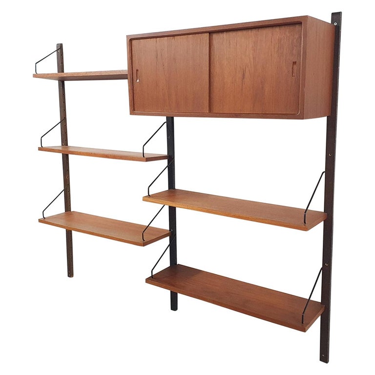 Book Shelves by Poul Cadovius for Royal System, Teak Wall Unit, Denmark,  1950s at 1stDibs