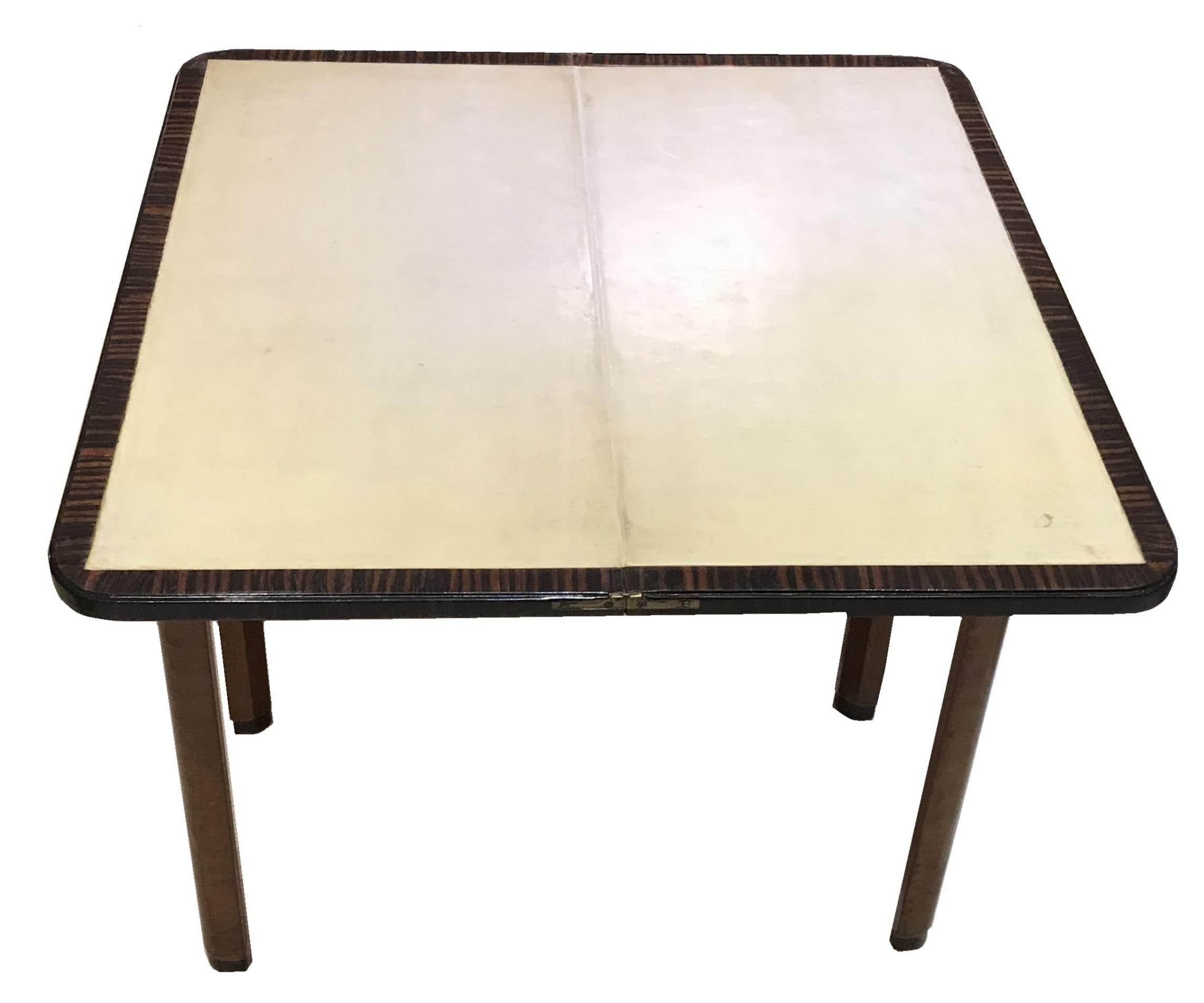 French Book Table, France, 1925, Art Deco in Wood and Parchment 