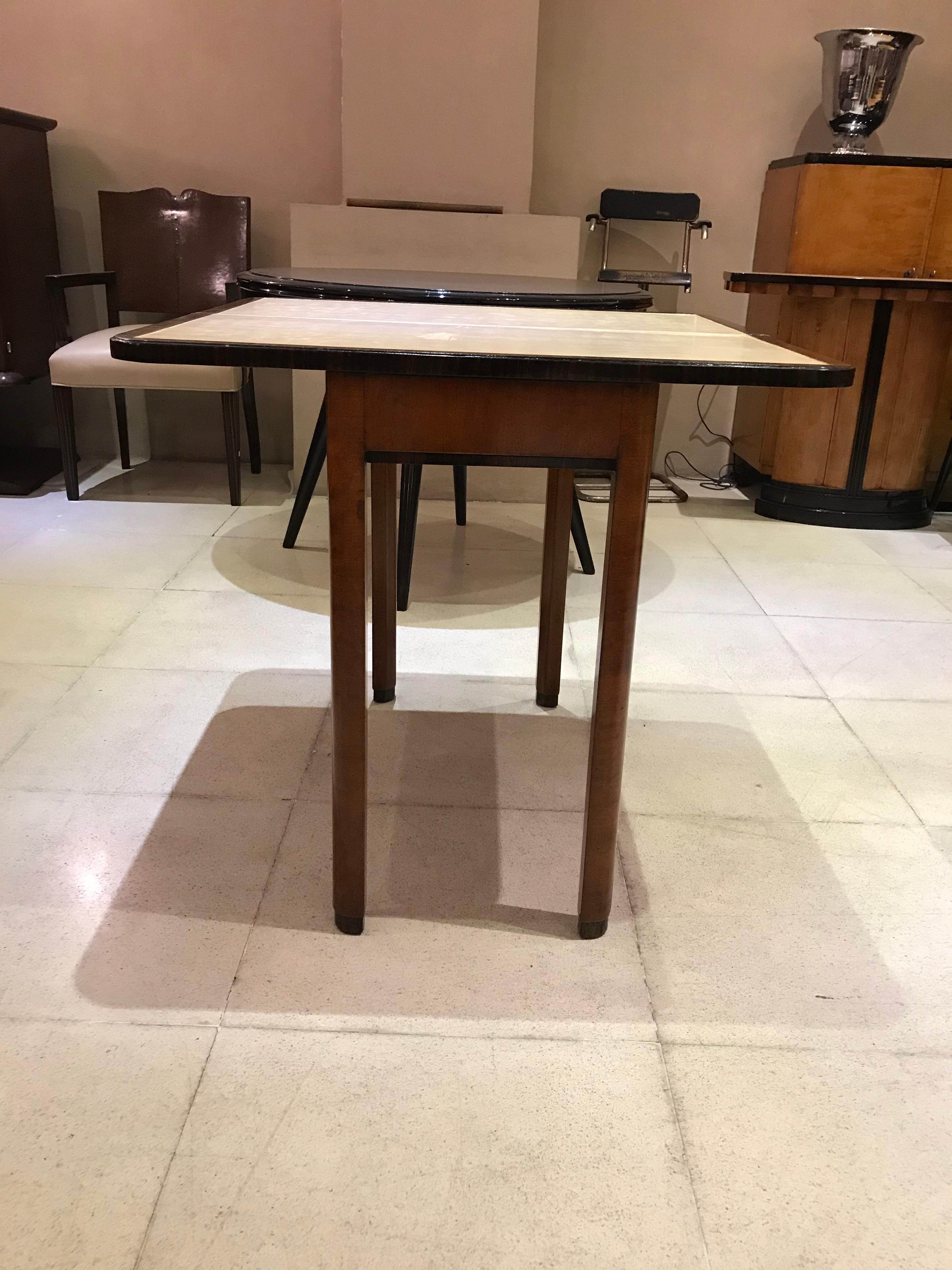 Book Table with Wood and Parchment 'Leather',  1920, France In Good Condition For Sale In Ciudad Autónoma Buenos Aires, C