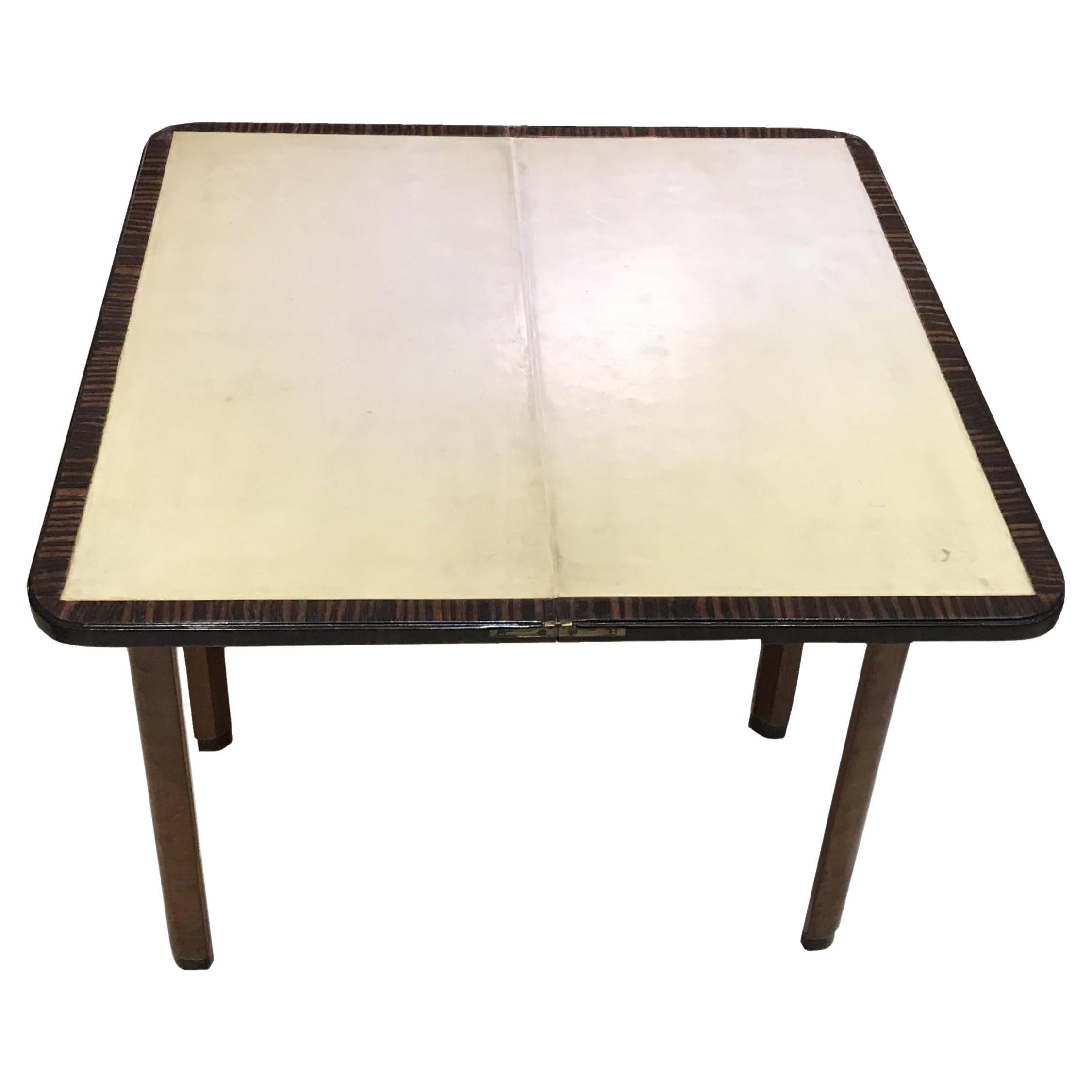 Table de lecture en bois et cuir parcheminé,  1920, France en vente