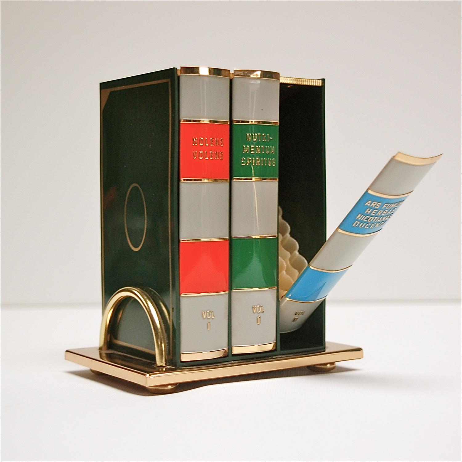 Enameled Book Themed Cigarette Holder, Mid-20th Century