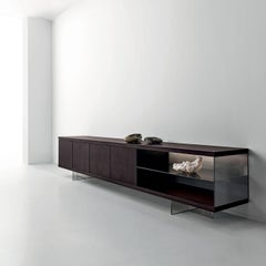 Aparador TV Book en nogal Canaletto con vitrina de cristal ahumado