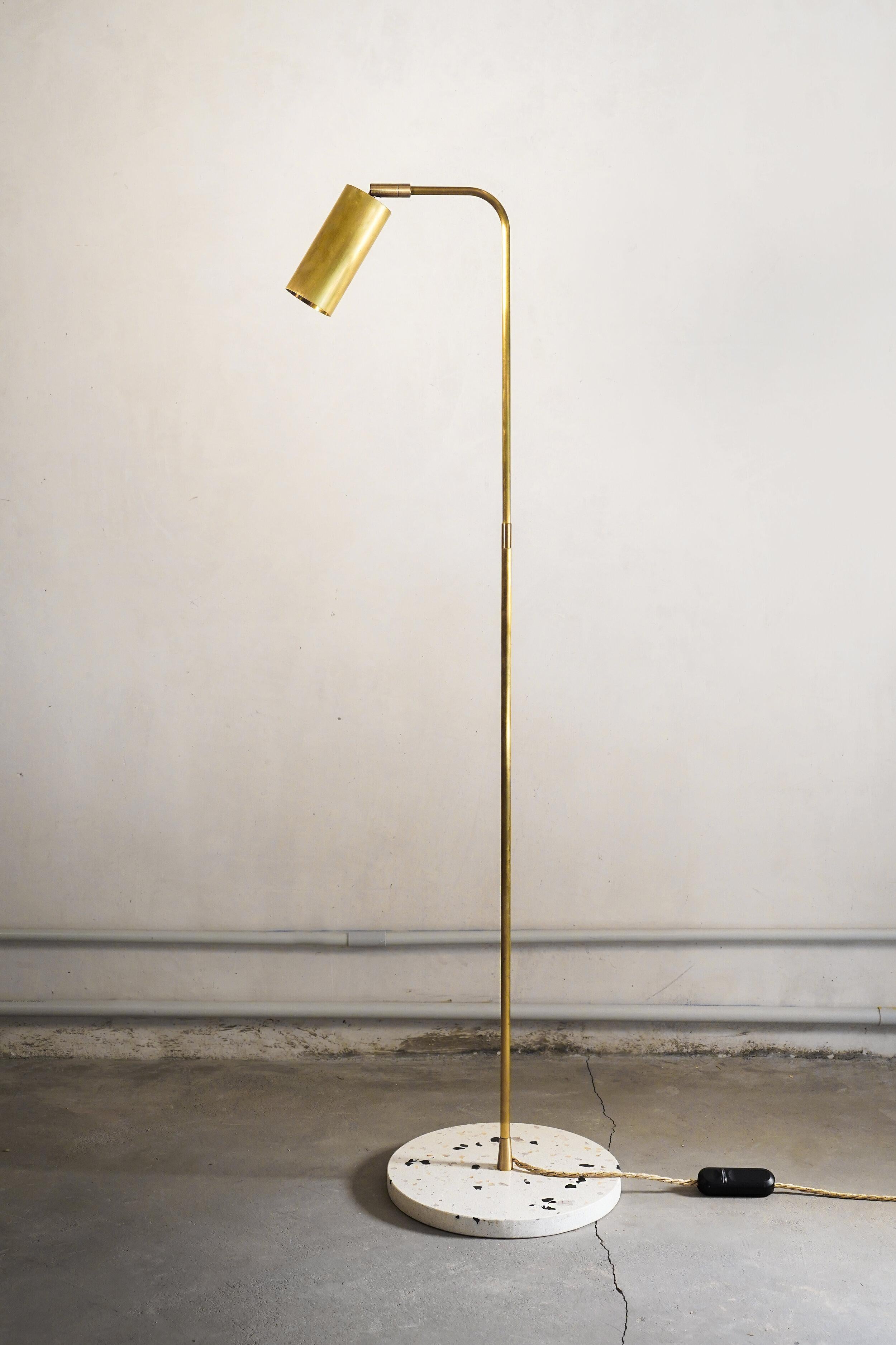 Book XL floor arm lightby Contain
Dimensions: D 28 x W 28 x H 130 cm 
Materials: brass structure and stone base.
Also available in different finishes. 

All our lamps can be wired according to each country. If sold to the USA it will be wired