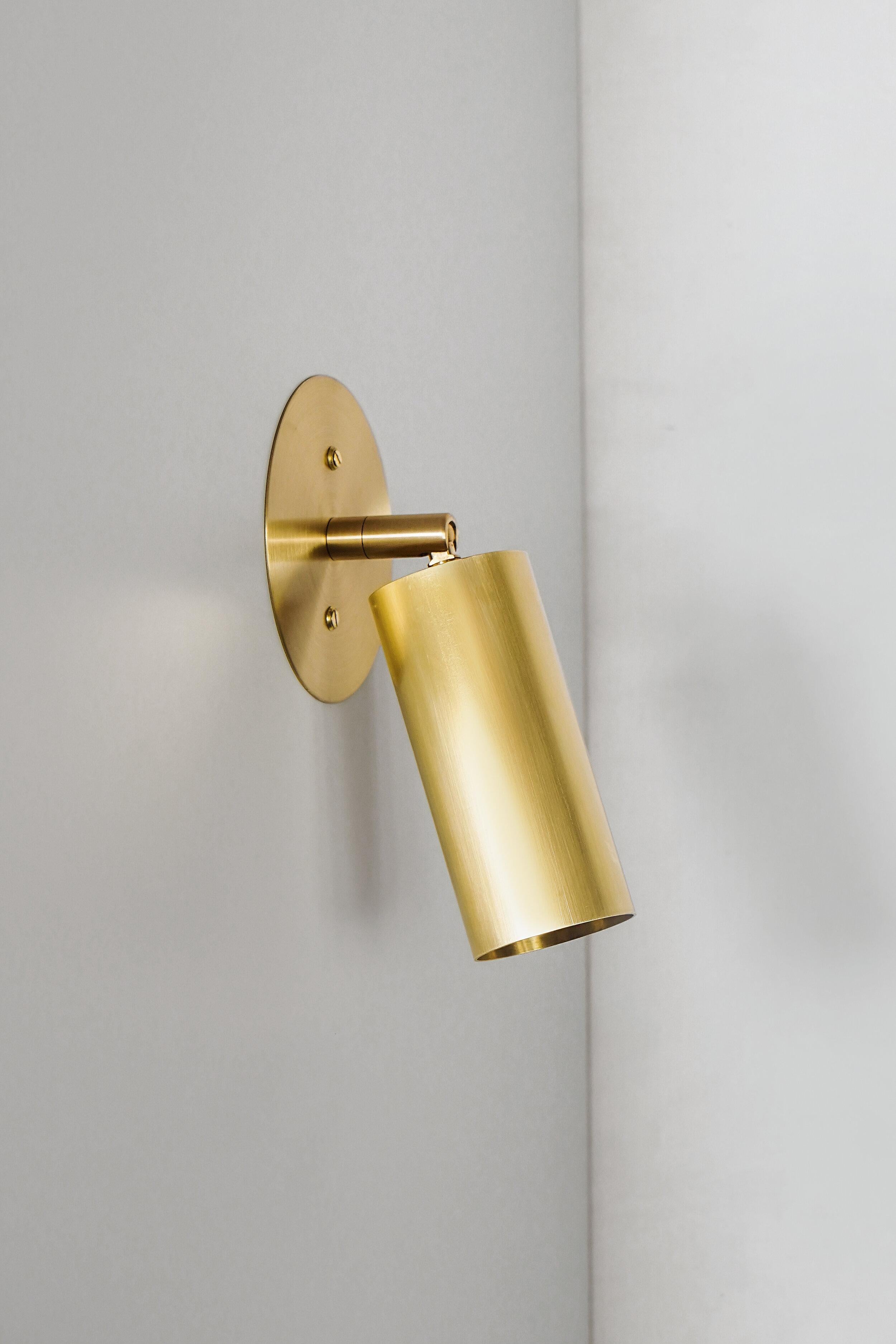 Book XL wall light by Contain
Dimensions: D 6 x W 6 x H 19.5 cm 
Materials: brass.
Available in different finishes. 

All our lamps can be wired according to each country. If sold to the USA it will be wired for the USA for instance.

“You