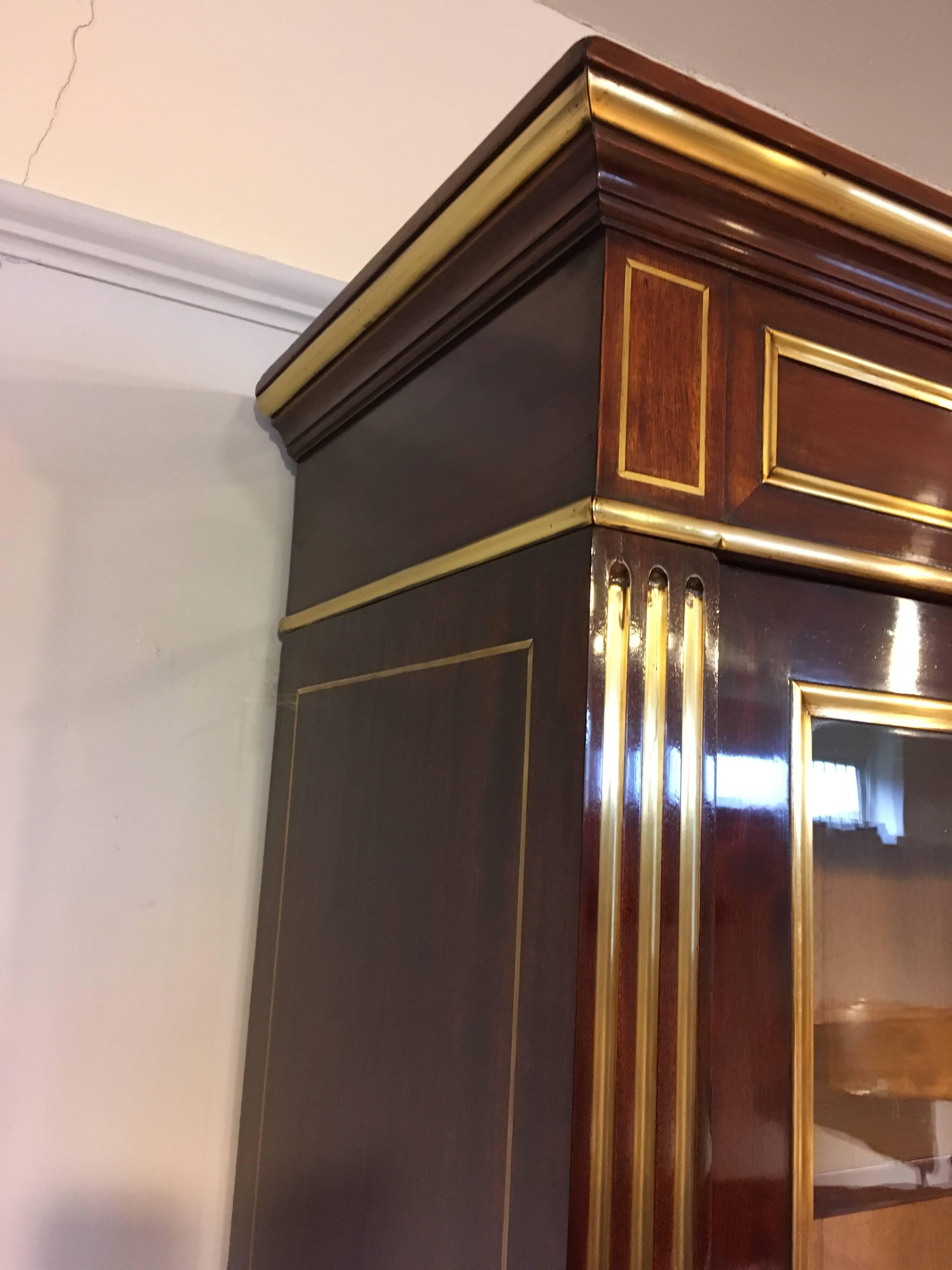 Bookcase, Two Doors Mahogany and Brass Inlaid  In Good Condition In Honiton, Devon