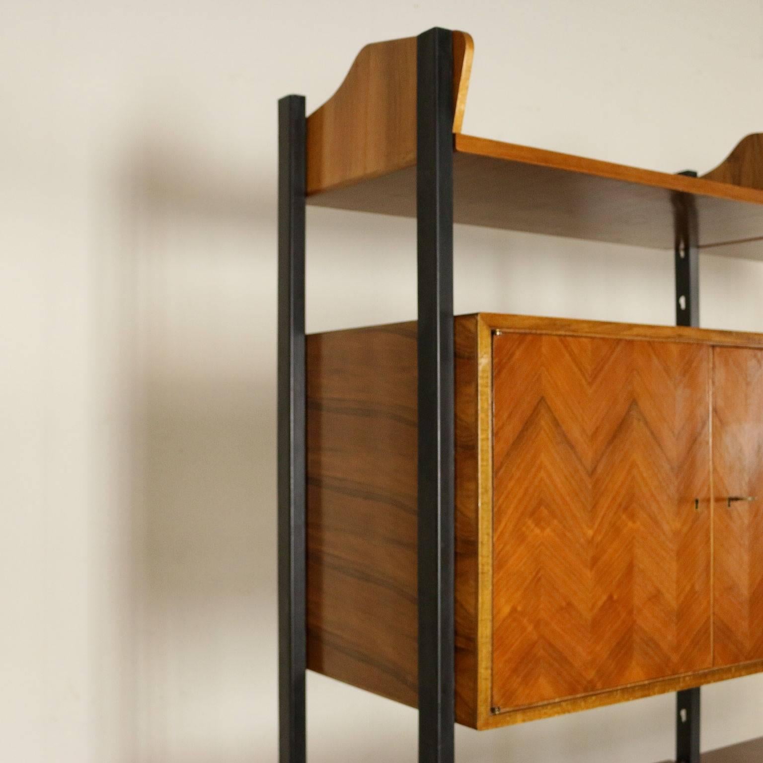 Bookcase Adjustable Elements Walnut Rosewood Vintage, Italy, 1950s-1960s 9