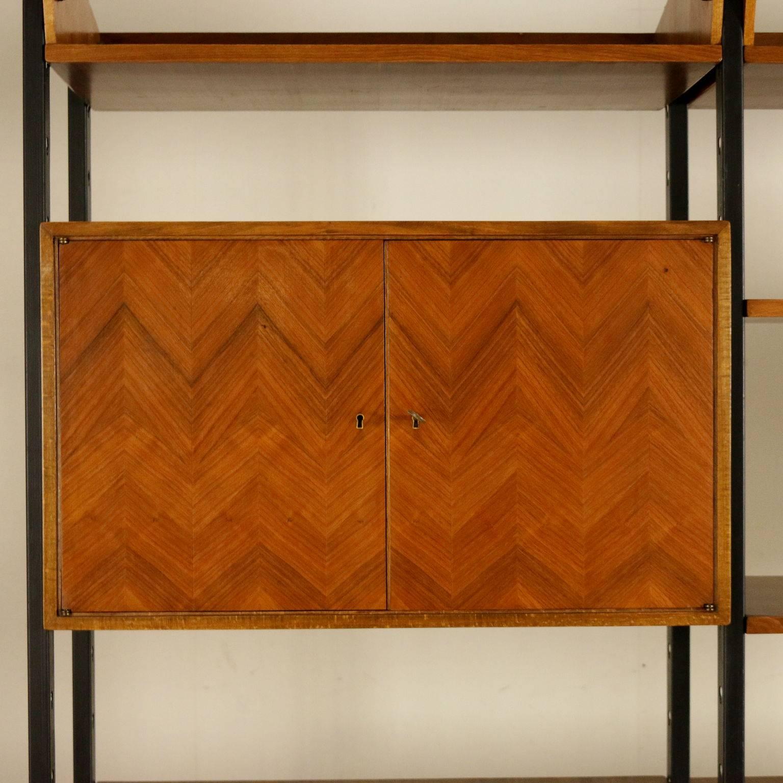 Mid-Century Modern Bookcase Adjustable Elements Walnut Rosewood Vintage, Italy, 1950s-1960s