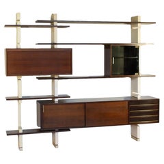 Bookcase Amma Lacquered Wood Brass Turin, Italy, 1960s