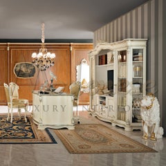 Bookcase and Tv Stand in White Lacquered Finish by Modenese Gastone Interiors