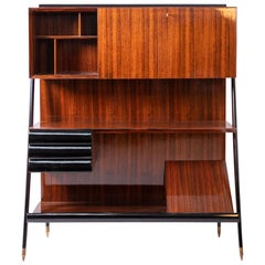 Bookcase Attributed to Ico Parisi in Ebonized Wood, 1950s