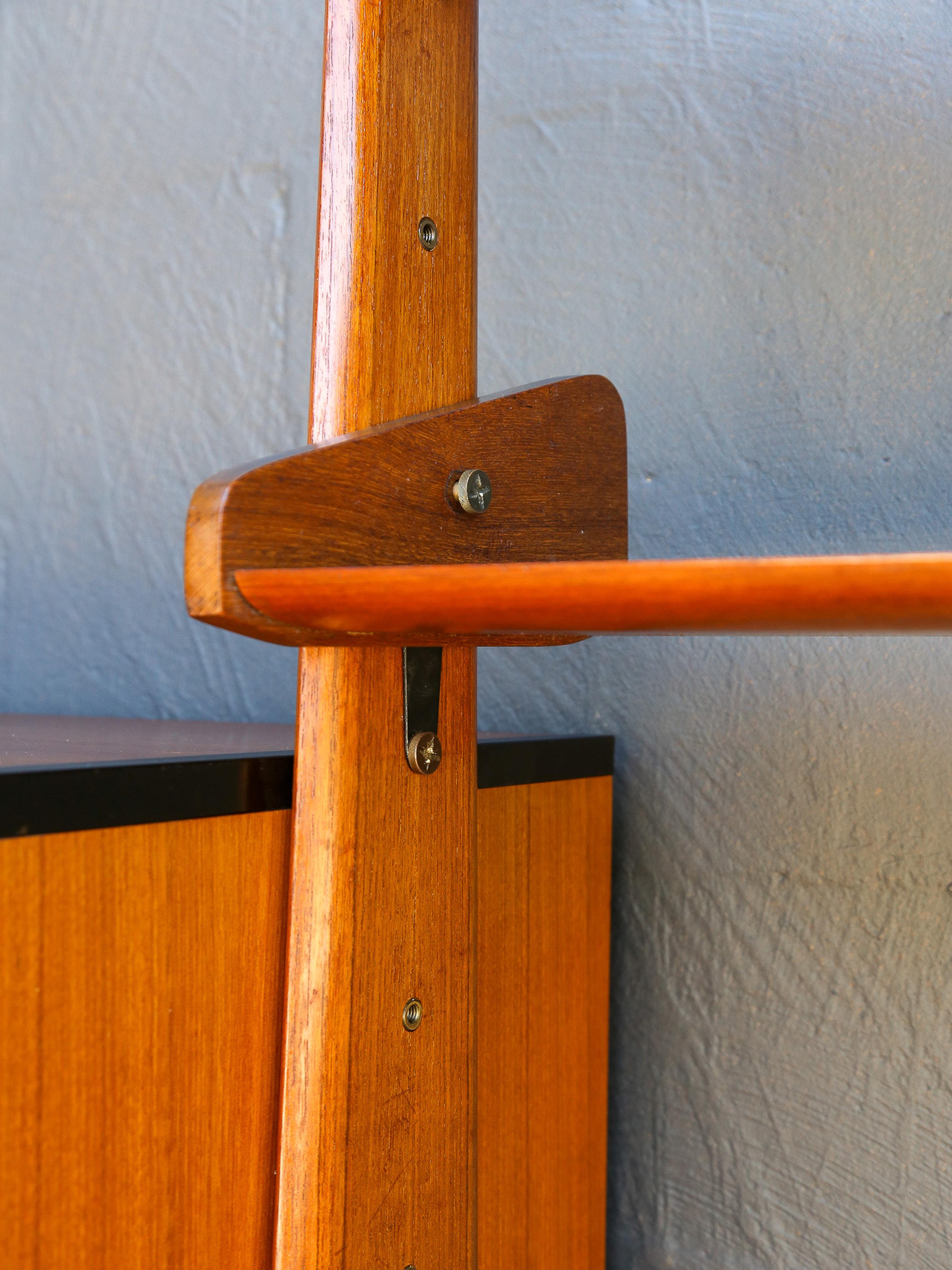 Bookcase by AV Arredamenti Contemporanei in Teak & Brass For Sale 9