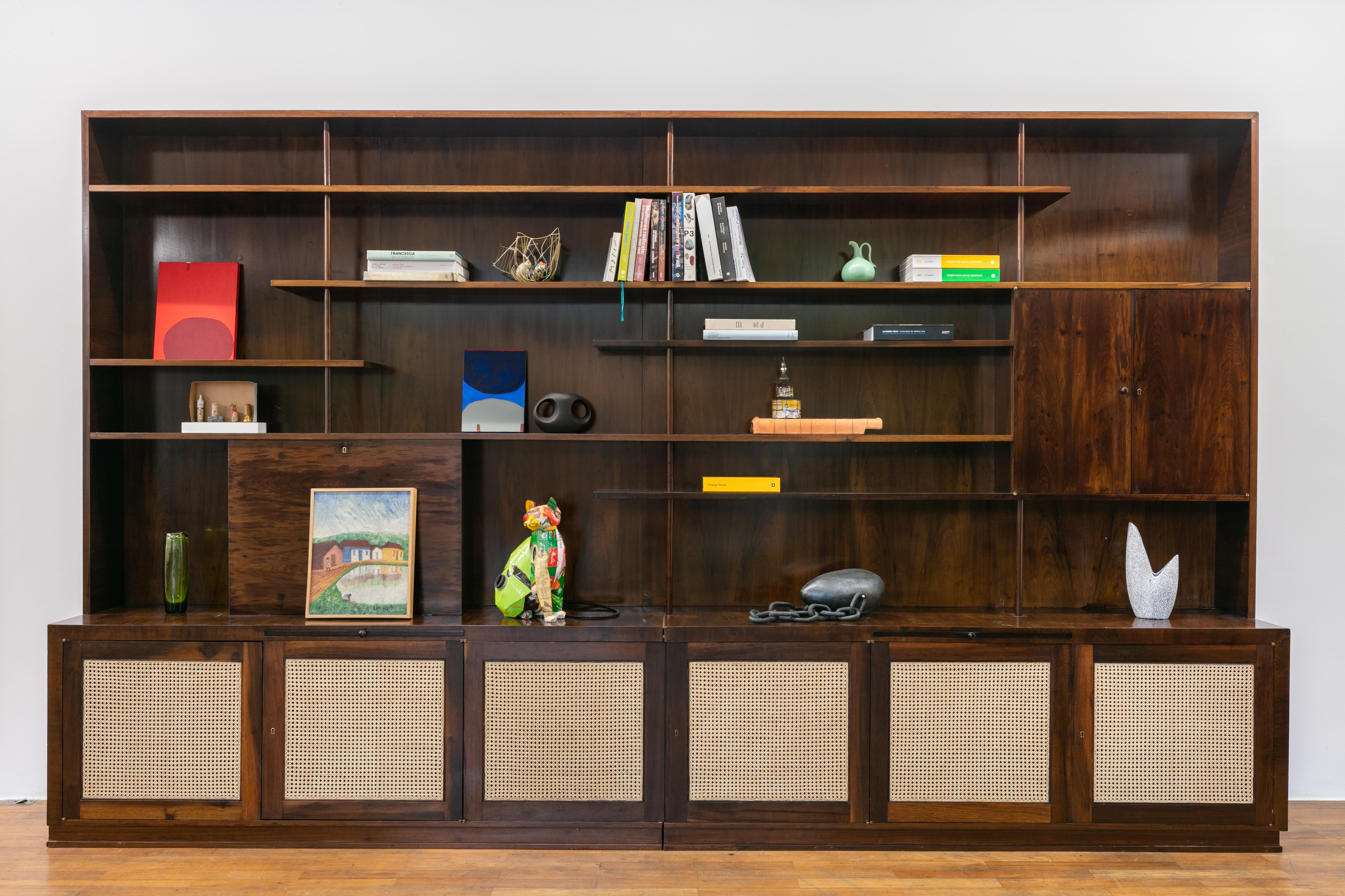 South American Bookcase by Joaquim Tenreiro in Brazilian Walnut, 1960s, Mid-Century Modern