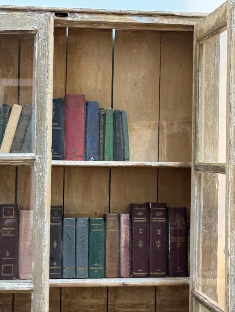 Bookcase cabinet, French casement windows In Good Condition In Charlottesville, VA