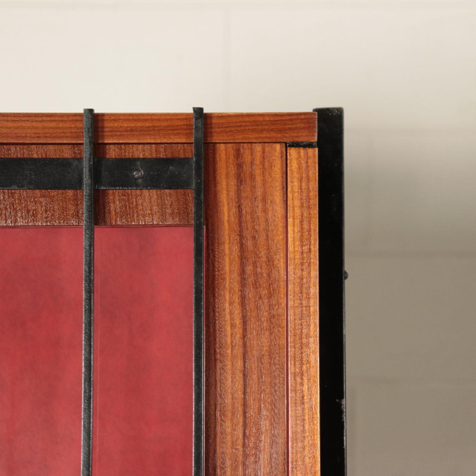 Bookcase Cabinet Mahogany Veneer Metal, Italy, 1950s-1960s In Excellent Condition In Milano, IT