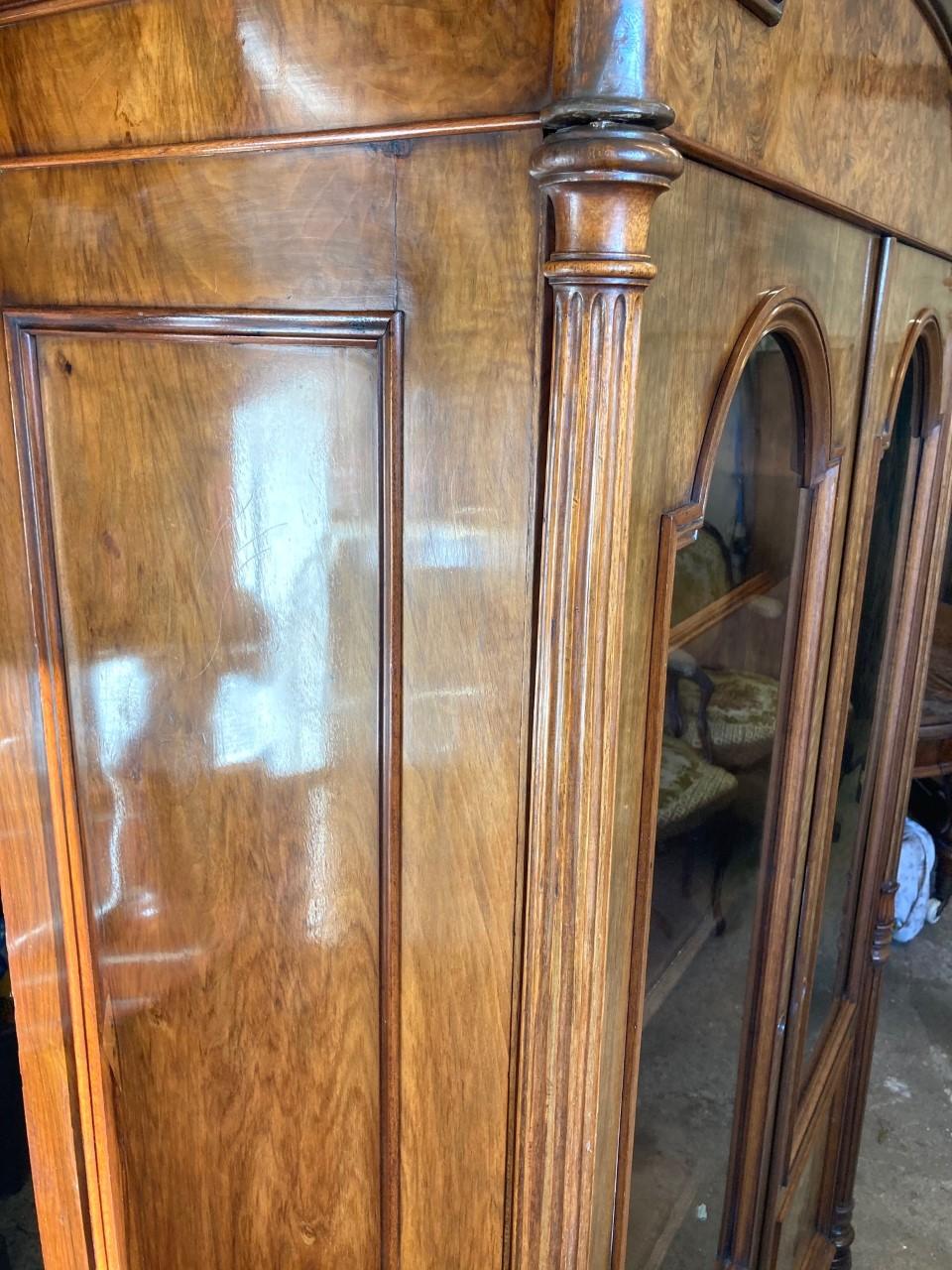 Veneer Bookcase / Cabinet, Walnut, circa 1880 For Sale